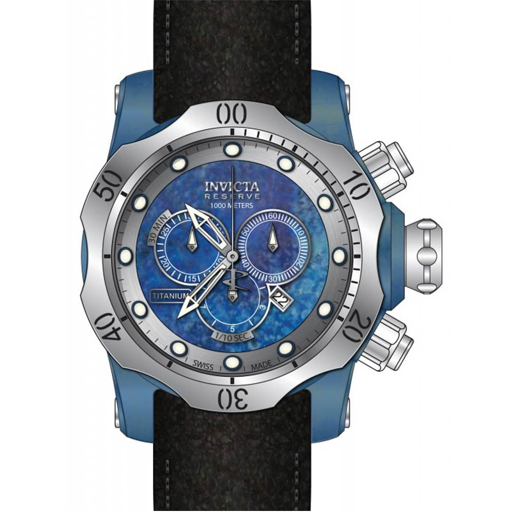 Invicta Men's 15997 Venom Chronograph Blue Titanium Dial Black Leather