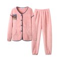 thumbnail image 1 of Cárdigan grueso para otoño e invierno, pantalones de franela, pijamas para mujer de manga larga con forro polar de coral, ropa exterior para el hogar, 1 of 6