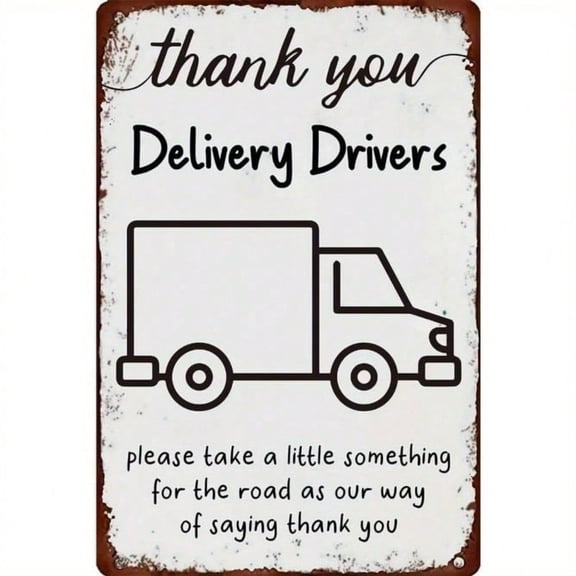 HELLOYOUNG Vintage Thank You Delivery Driver Tin Sign 8x12 Inch Retro Metal Wall Art Decor Pre-Drilled Holes for Home Kitchen Cafe