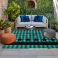 thumbnail image 2 of Teal Black Plaid Outdoor Rug for Patio/Deck/Porch, Non-Slip Large Area Rug 6 x 9 Ft, Farmhouse Retro Star Abstract Checked Indoor Outdoor Rugs Washable Area Rugs, Reversible Camping Rug Carpet Runner, 2 of 8