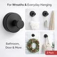 thumbnail image 2 of 2 Pack Suction Cup Hooks, No-Drill Wall Hooks for Glass, Tile & Mirror, Black Wreath Hanger for Front Door, Bathroom Shower Towel Hook, 2 of 7