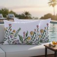 thumbnail image 4 of Purple Flowers Outdoor Waterproof Pillow Covers, Botanical Watercolor Wildflowers Floral Decorative Rectangle Throw Pillowcase Sofa Cushion Sham for Patio/Couch/Chair, 20"x12" 2 Pack, 4 of 8