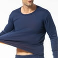 thumbnail image 3 of Men’S Thermal Underwear Set With Fleece Lined Base Layer Winter Skiing Warm Top & Bottom, Dark Blue-L, 3 of 6