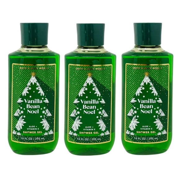 Bath and Body Works Vanilla Bean Noel Shea & Vitamin E Shower Gel Trio Gift Set - Includes 3 Shea & Vitamin E Shower Gels - 10 fl oz / 295 mL each