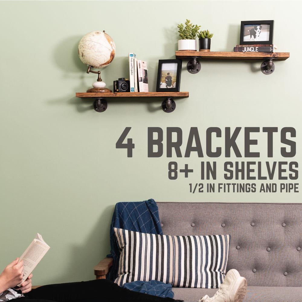 1/2 In X 6 In Double Flange Shelf Bracket, 4 Pack