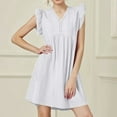 thumbnail image 1 of TACILIP Robes d'Été pour Femmes, Robe de Plage Décontractée Unie Sans Manches à Col en V, Cadeaux pour Femmes, 1 of 8
