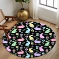 thumbnail image 2 of Easter Colorful Rabbits Large Round Rug 7Ft Spring Flower Cartoon Cute Black Circle Area Rugs Washable Non Slip Indoor Floor Mats Carpet for Living Room Bedroom Dining Room Home Decor, 2 of 9