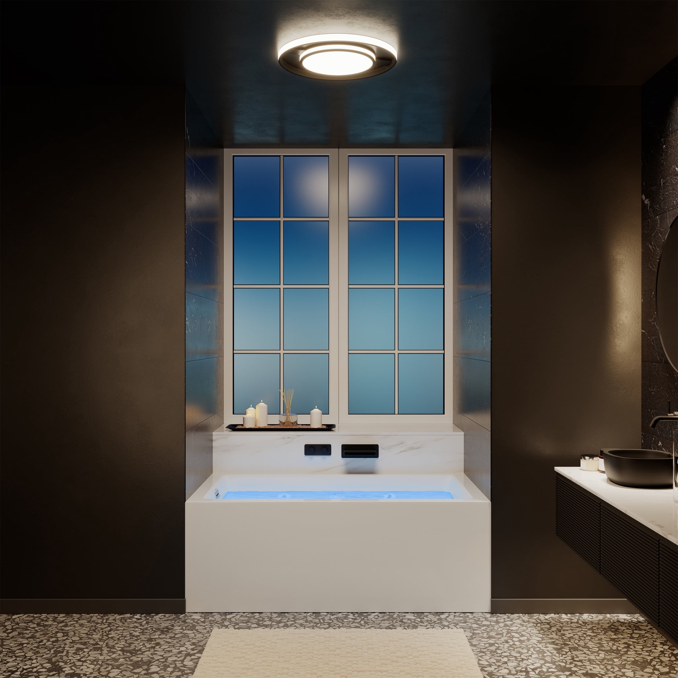 Avancer 60" x 36" Left-Hand Drain Rectangular Alcove Whirlpool Bathtub with Apron