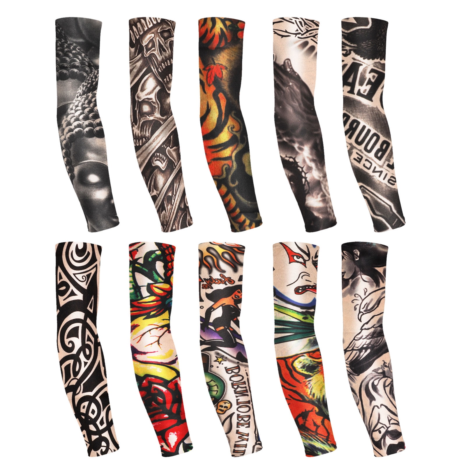 5pcs Tattoo Cooling Arm Sleeves Men Basketball Running UV Sun Protection Outdoor 
