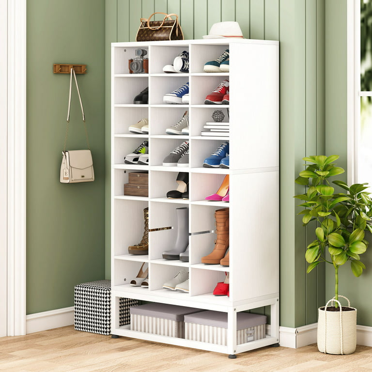 Tribesigns Shoe Storage Cabinet, Freestanding Shoe Storage Organizer with  24 Cubbies, 8-Tier Grey Shoe Rack Adjustable Partition for Entryway, Closet