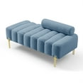 thumbnail image 5 of Miniyam 53" Sherpa Upholstered Bench with Adjustable Backrest and Gold Metal Legs, Blue, 5 of 6