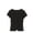 Black, variant on Summer Tops for Women Cap Sleeve Ribbed Button Down Crewneck Slim Fitted Cute Going Out Tops Y2k Blouses