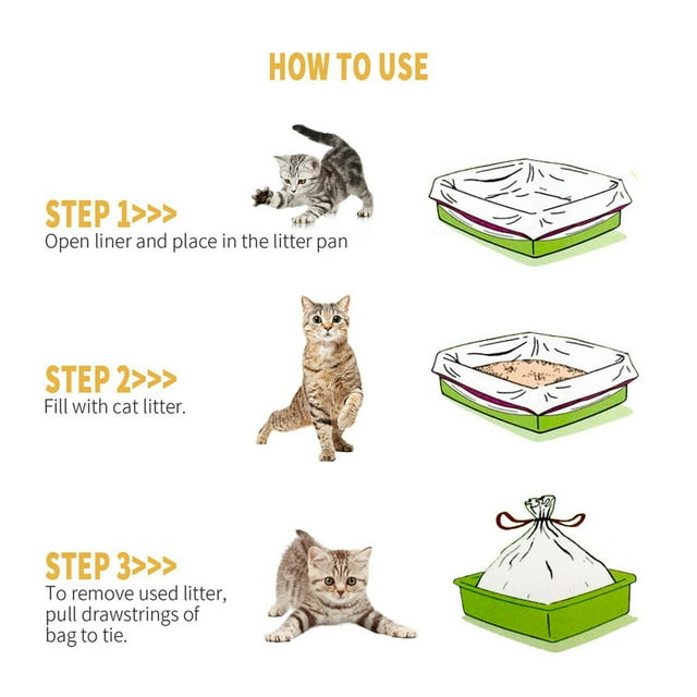 Bag 2 Packs Cat Litter Box Liners Cat Litter Pan Bags with Drawstring Pet Cat Supplies
