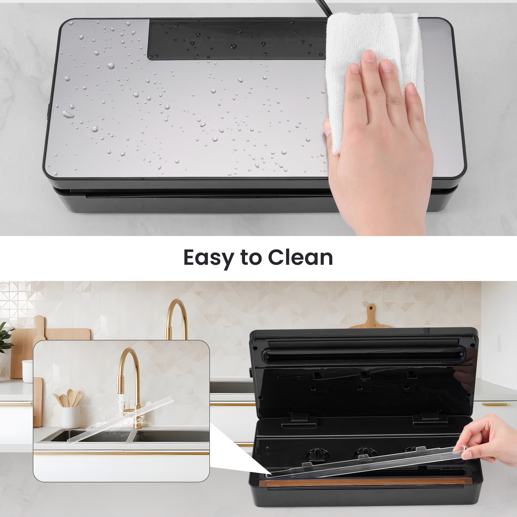 Naipo Vacuum Sealer Machine,Automatic Air Sealing System for Dry & Moist Foods, Powerful 90Kpa Precision 6-in-1 Compact Food Preservation System with Air Hose & Low-Noise(Silver)