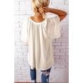 thumbnail image 6 of Womens Tops Dressy Casual 2025 Spring Summer V Neck Short Sleeve Shirts Business Casual Chiffon Blouses Beige M, 6 of 7