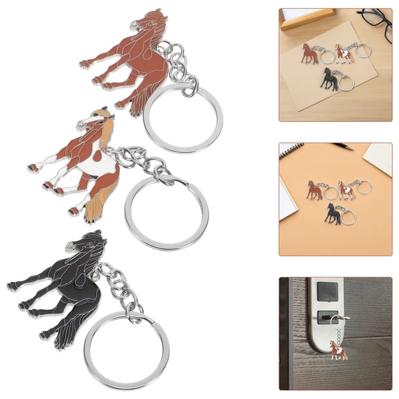 FOMIYES 6-Pack Metal Horse Keychains Unique Animal Charms for Handbags, Backpacks, and Bag Accessories