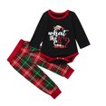 thumbnail image 1 of Pyjama Imprimé Dinosaure pour la Maison, Col Rond, Manches Longues, Ensemble de Pyjama Familial à Carreaux Rouges et Noirs, 1 of 1