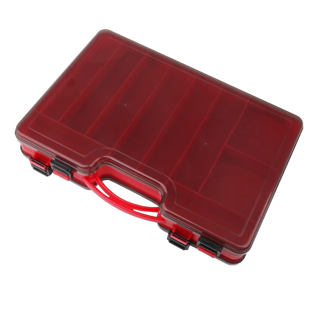Double-Sided Portable Lure Box Activity Compartment Fishing Bait Tackle Storage Red Smile Home