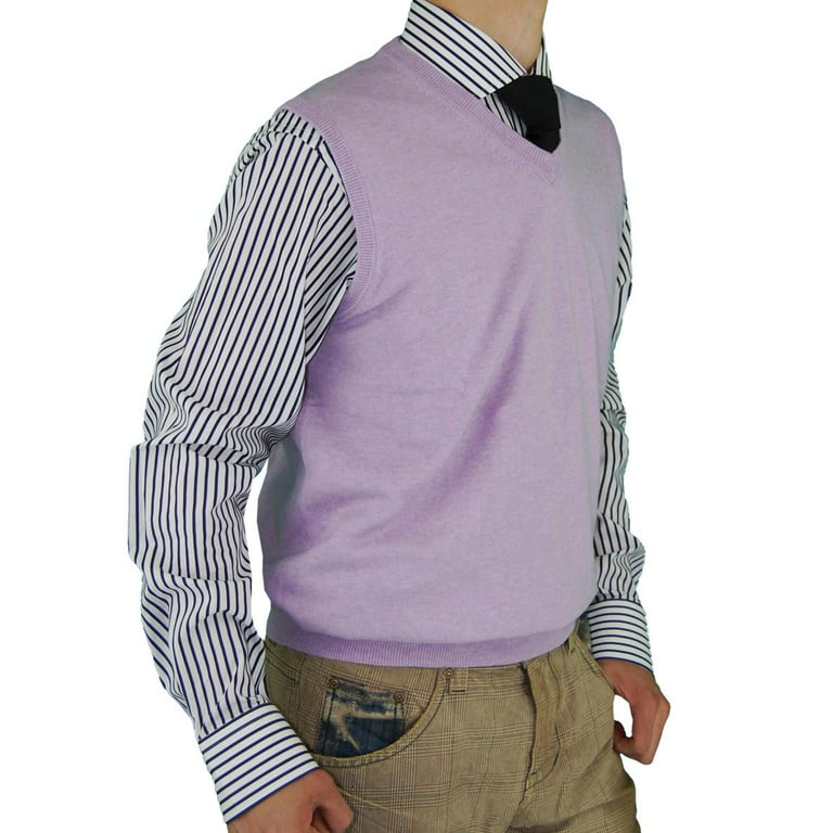 Mens Lavender Sweater Luciano Natazzi Vest Classic Fit