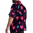 thumbnail image 3 of Valentine's Day Love ECG Men's Spread Collar Poplin Beach Shirts - Casual Printed Button Down Short Sleeve Summer Tops for Unisex, 3 of 6