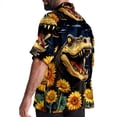 thumbnail image 3 of Crocodile Starry Sky Sunflower Men's Casual Poplin Button Down Short Sleeve Shirts for Summer Beach - Unisex, 3 of 6