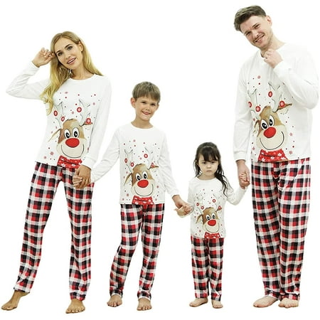 

HESHENG Christmas Family Matching Jammies Pjs Sets for Adults and Kids Cute Elk Cartoon Printed Holiday Xmas Sleepwear Pajamas Set Dad-XXL