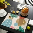 thumbnail image 4 of Placemats Set of 4,Non Slip Washable Table Mats Set, Abstract Geometric Shapes with Sun and Tropical Leaves Table Placemats for Kitchen Dining Table,Wedding Holiday Party Decoration, 4 of 6