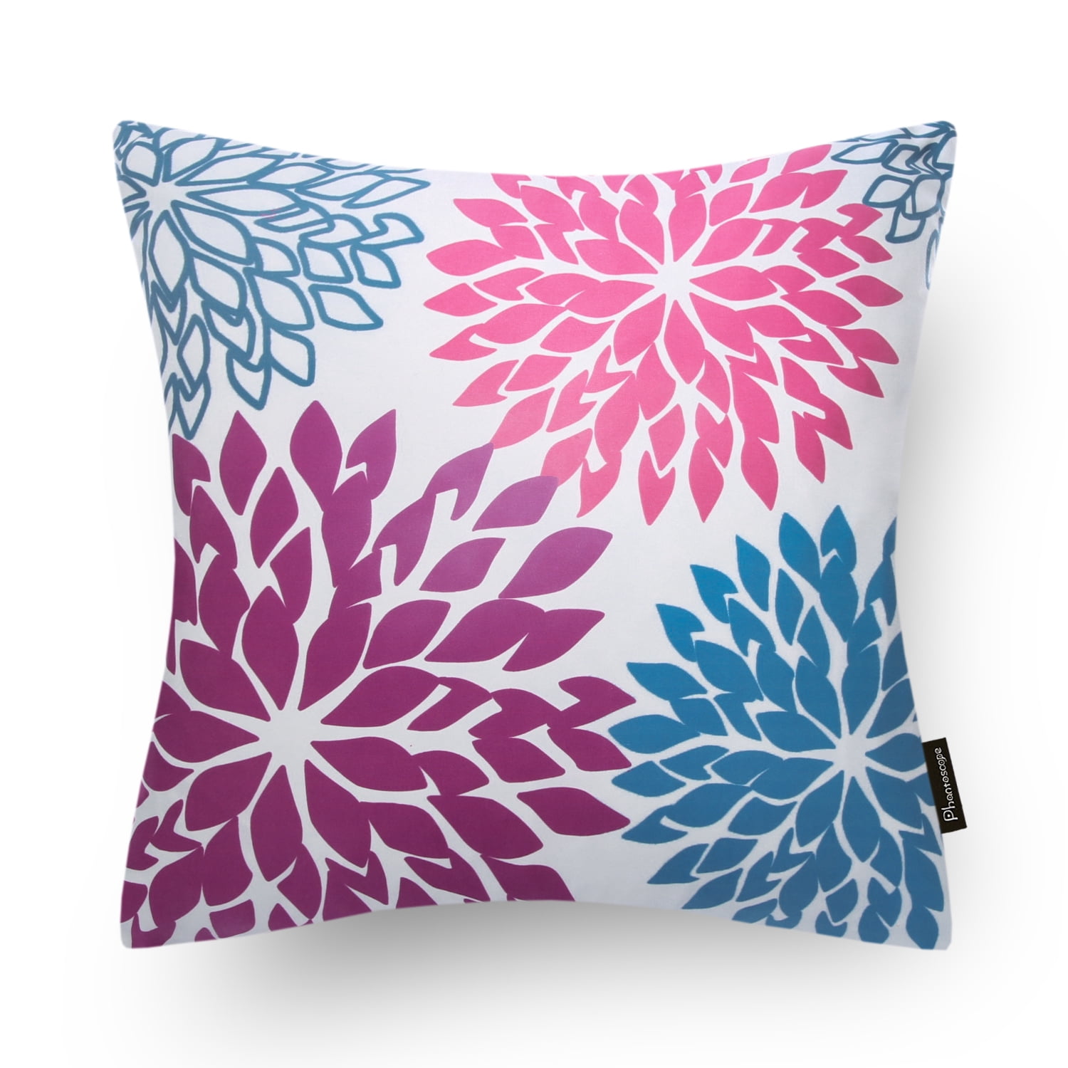 Phantoscope New Living Series Printing Square Cusion for Couch Decorative Throw Pillow, 18" x 18", Purple/Blue, 4 Pack