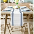 thumbnail image 2 of Cotton Linen Blue White Stripes Table Runner 90 Inches Long, Burlap Dresser Scarves for Farmhouse Dining Room/Holiday/Party/Wedding, Machine Washable, Farmhouse Theme, 2 of 6