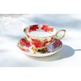 thumbnail image 3 of Stechcol Gracie Poinsettia Gold 7oz Bone China Tea Cup and Saucer, 3 of 5