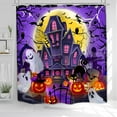 thumbnail image 5 of Halloween Shower Curtain, Halloween Castle Waterproof Bath Curtain-72 x 72", Spooky Pumpkins and Ghost Bathroom Decor, Horror Home Indoor Decorations, Gifts for Halloween Party Supplies, 5 of 5