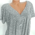 thumbnail image 4 of Womens Floral Tops for $5 Tops For Women Casual Spring Summer Women Plus Size Short Sleeves V-Neck Print Blouse Pullover Tops Shirt, 4 of 5