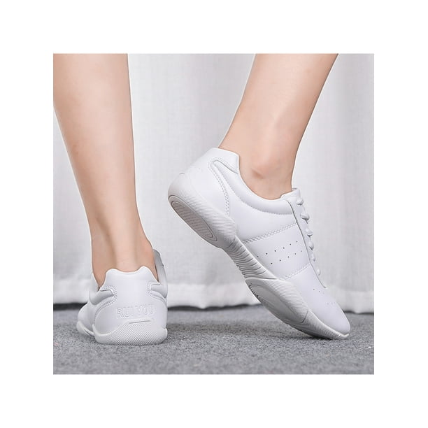 UKAP Kids Comfort Lightweight Cheer Shoes Dancing Breathable Anti Slip Round Toe Dance Sneakers White 11c