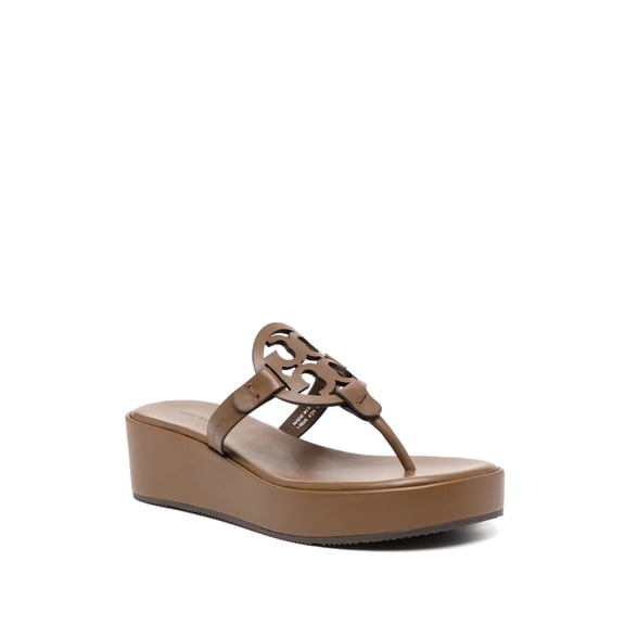 Tory Burch Women's Miller Wedge Sandals 25mm, Almond Oats, 10