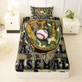 thumbnail image 3 of Castle Fairy Vintage Baseball Twin Sheets 3pcs, Camouflage Glove Pattern Bedding, Green Brown,1 Fitted Sheet, 1 Flat Sheet and 1 Pillowcase, 3 of 6