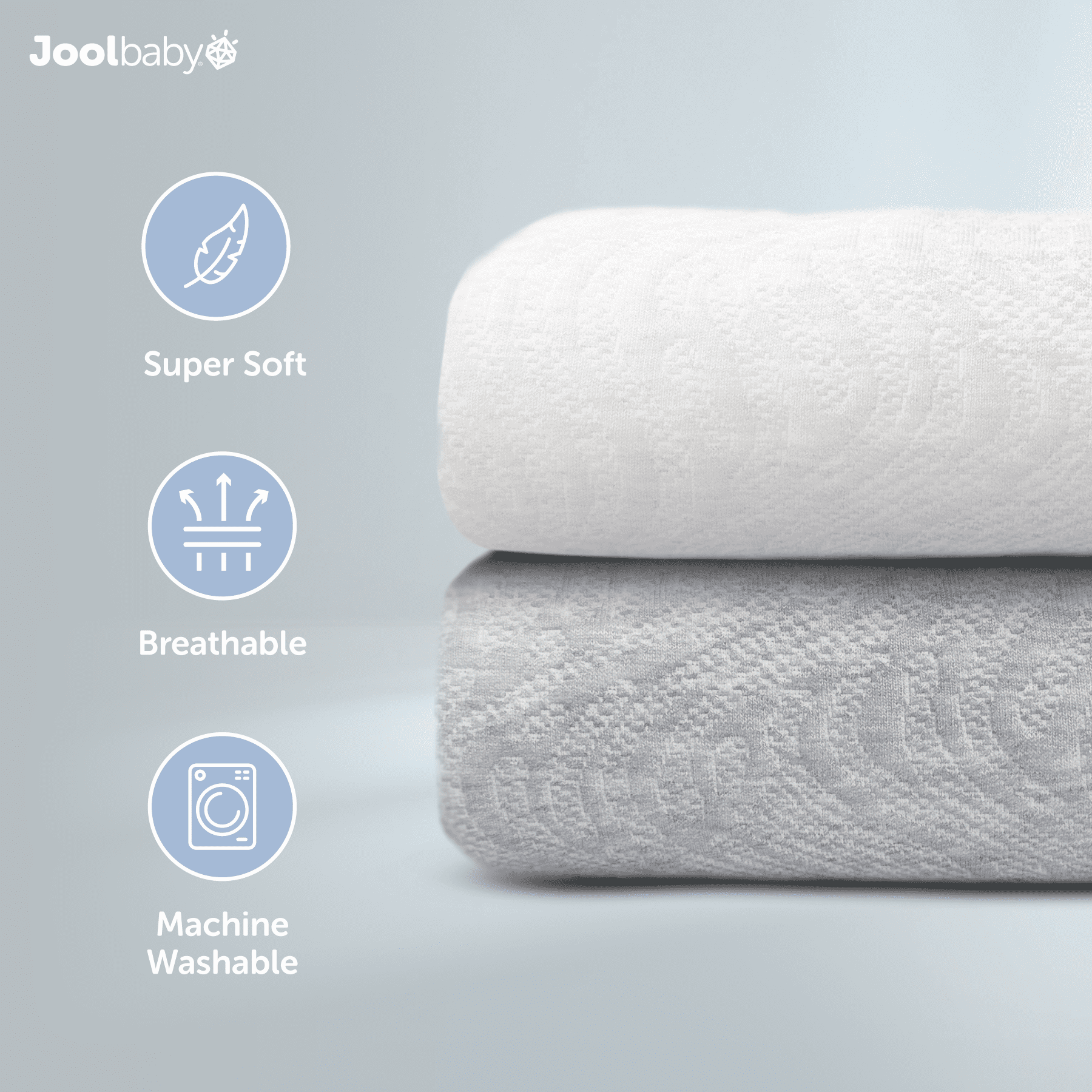 Jool Baby Changing Pad Covers 2 Pack – Soft & Comfortable, Fits Most Standard Diaper Changing Pads (Off-White & Gray - Wave)