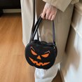 thumbnail image 6 of Yucurem Halloween Pumpkin Purse for Women, PU Leather Crossbody Handbag for Christmas Halloween Thanksgiving Holiday Party Gift (Black), 6 of 9