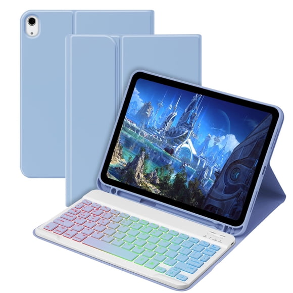 Funda Teclado GOKOCO para iPad A16 11ª Generación 11 pulgadas 2025, 10ª Generación 10.9 pulgadas 2022, Funda Teclado Inalámbrico Blackit con Soporte para Lápiz para iPad 10/11ª Generación - Azul