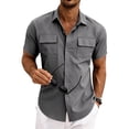 thumbnail image 6 of Vetsdori Pockets Shirts for Men Short Sleeve Summer Button up Outdoor Casual Collar Travel Mens Tops Shirts, 6 of 8