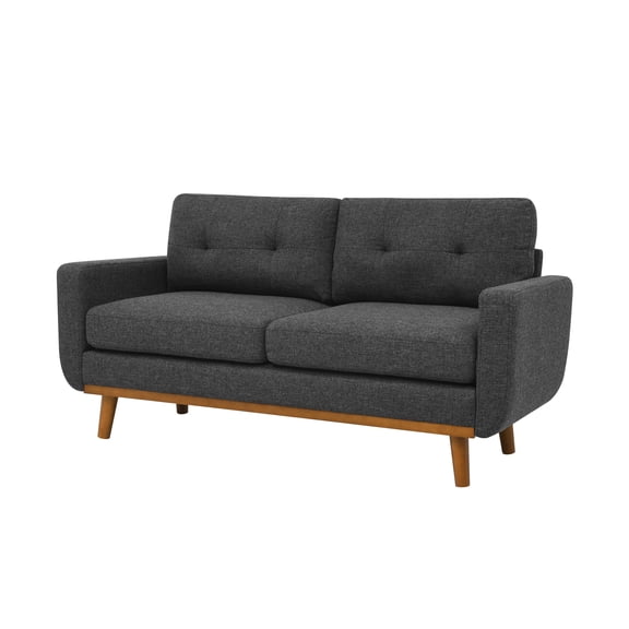 Nmkwnr Upholstered Loveseat Sofa with Wood Frame, 2 Seat Sofa Couch for Living Room, Bedroom, Office, Dark Gray