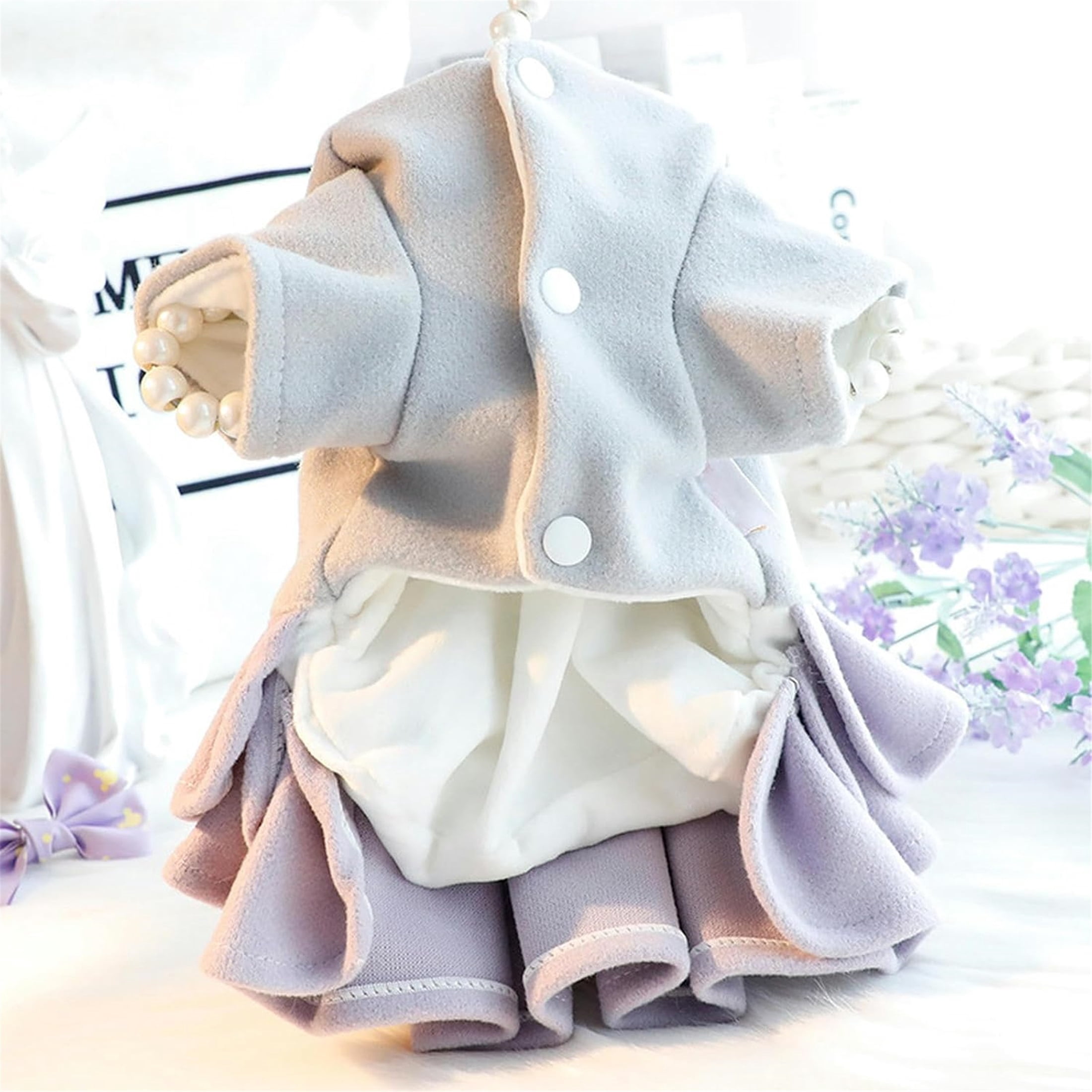 HQREA Girl Dog Hoodie Dress Winter Dog Coat, Warm Puppy Dresses Outfits for Cold Weather