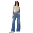 thumbnail image 3 of Jeans for Women High Waisted Pull on Baggy Jeans Straight Casual Denim Pants with Pockets Light Blue S, 3 of 9
