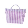 thumbnail image 2 of Bolso de trabajo a rayas, gran capacidad, impermeable, tipo hobo, ideal para la playa, el trabajo y los viajes. Blanco violeta, 2 of 9