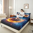 thumbnail image 4 of Castle Fairy Abstract Football 3pcs Twin Sheet Sets,Ball Gamer Twin Fitted Sheet,Sport Rugby Breathable Flat Sheet,Lightweight Sport Room Decor, 4 of 7