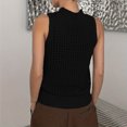 thumbnail image 5 of Womens Summer Knit Sweater Tank Tops Round Neck Crochet Hollow out Vests Sleeveless Casual Cropped Cami Shirt Short Sleeve Half Zip Black XL, 5 of 6