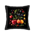 thumbnail image 4 of Set of 2 Decorative Throw Pillow Covers 18x18in - Vibrant Fruit Design on Black Background Perfect for Couch Bed or Car, 4 of 8