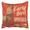 thumbnail image 1 of RYLABLUE Retro Early Bird Specials Sign Hand Drawn Rooster Crowing In The Farm Pillowcase Cover Cushion 16x16 inch, 1 of 1