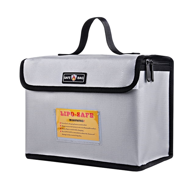 Portable Fireproof Explosionproof Lipo Battery Guard Bag Large Storage Space for Battery Storage and Charging with Double Metal Zipper Case Pouch, 260*130*190mm