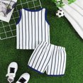 thumbnail image 7 of Toddler Boys Outfit Striped Letter Baseball Sleeveless T Shirt Two Pieces Clothes for Boys Size 3-4T, 7 of 7