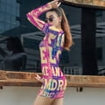 thumbnail image 4 of Pink Love Dream Graphic Print Women's Long Sleeve Bodycon Dress Soft Stretchy For Everyday Wear And Special Occasions, 4 of 6
